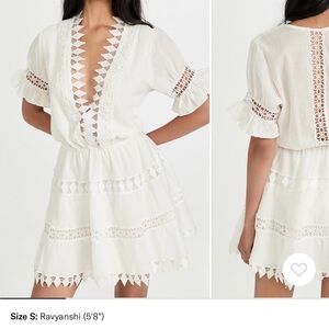 Peixoto Ora White Lace Trim Dress, Size Small